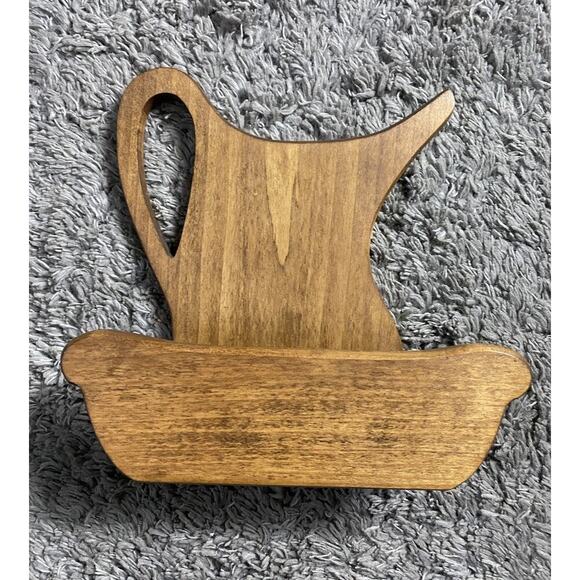 Vintage Wood Pitcher And Bowl Wall Hanging - Picture 1 of 7